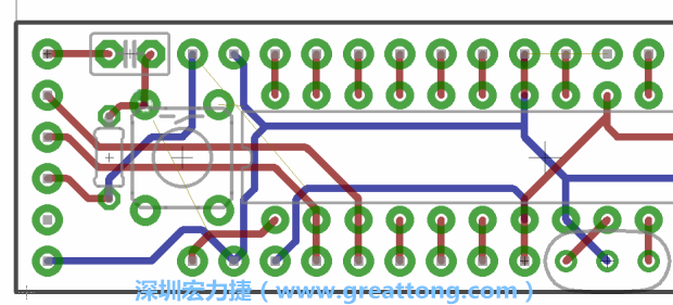 4.2. 然后在電路板的背面進行布線。