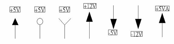 電源符號有下列幾種，可使用鍵盤 [Ctrl + Tab] 鍵切換：